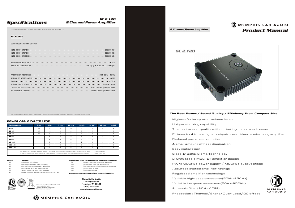 Memphis 16SC2120 User Manual | 2 pages