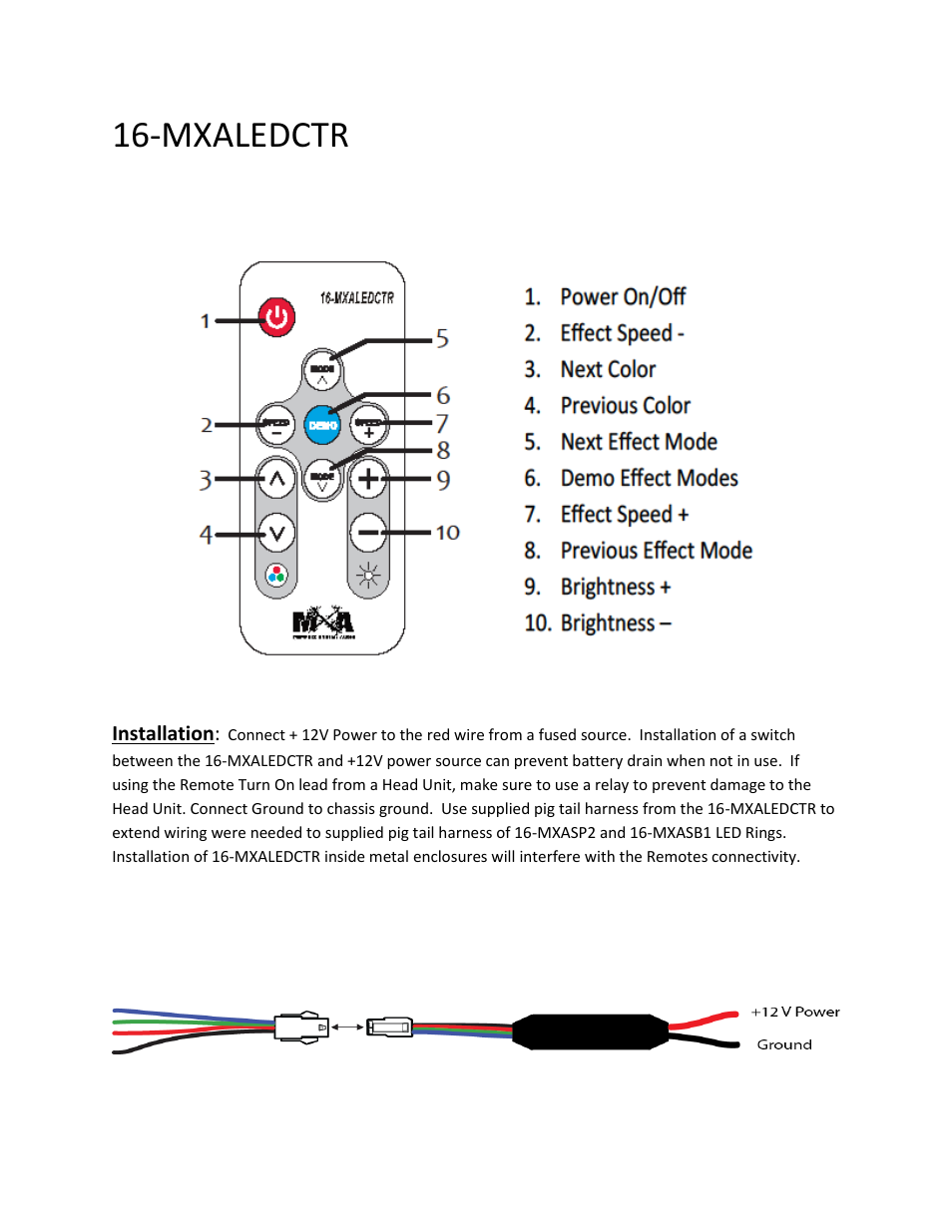 Memphis MXA-LED User Manual | 2 pages