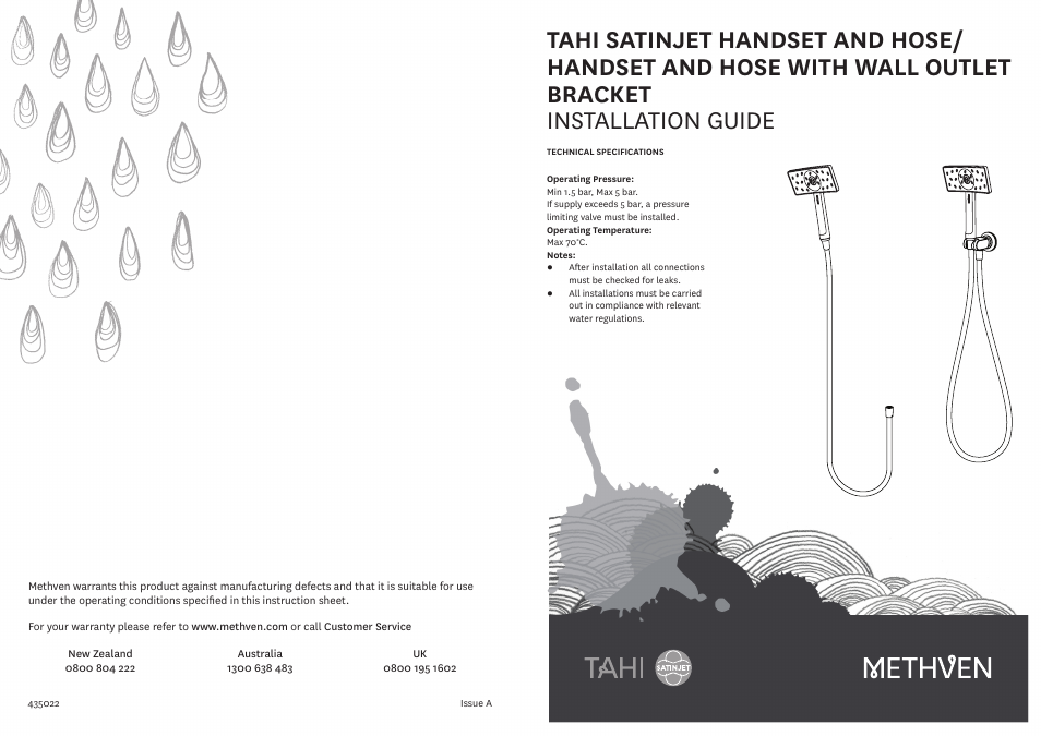 Methven Tahi Satinjet Handset User Manual | 2 pages