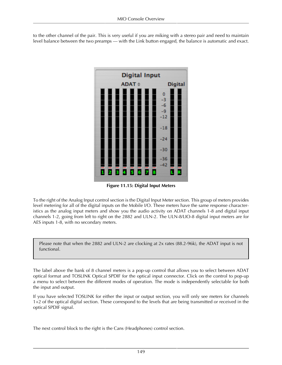 Digital input meters, Cans controls, 149 cans controls | Metric Halo Mobile I/O User Manual | Page 149 / 371