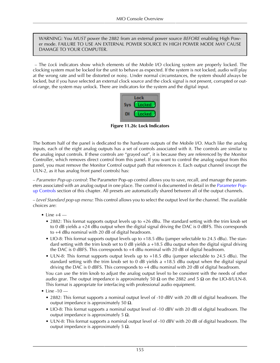 Analog output control, Lock indicators | Metric Halo Mobile I/O User Manual | Page 155 / 371
