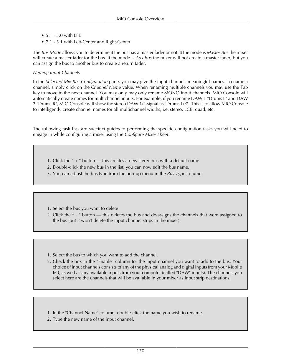 Mixer configuration tasks | Metric Halo Mobile I/O User Manual | Page 170 / 371