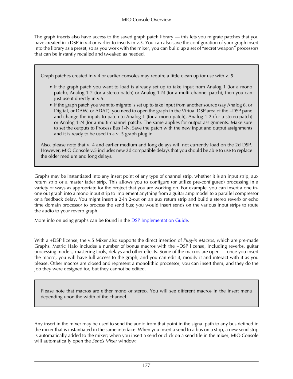 Plug-in macros (requires +dsp license), Sends, 177 sends | Metric Halo Mobile I/O User Manual | Page 177 / 371