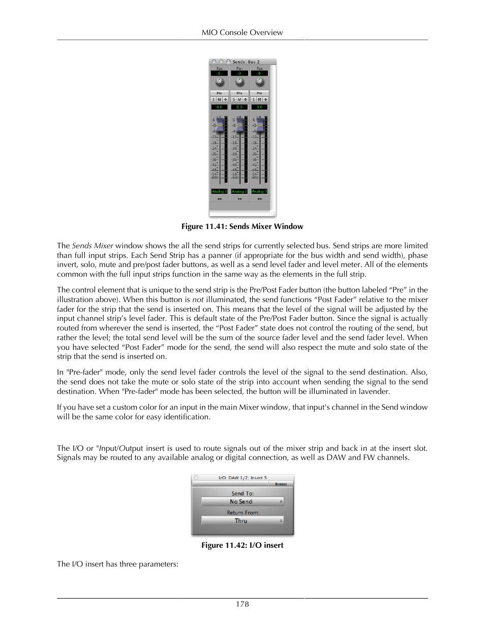 I/o insert, Sends mixer window | Metric Halo Mobile I/O User Manual | Page 178 / 371