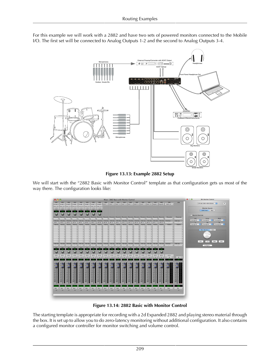 Example 2882 setup, 209 13.14. 2882 basic with monitor control | Metric Halo Mobile I/O User Manual | Page 209 / 371