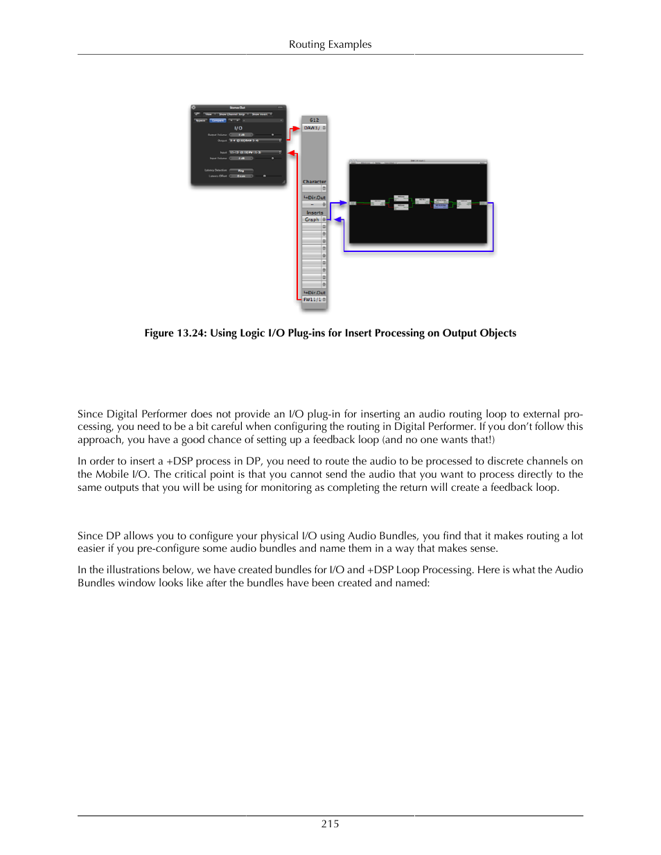 Routing tips for digital performer, Routing for insert processing in digital performer, Digital performer | Metric Halo Mobile I/O User Manual | Page 215 / 371