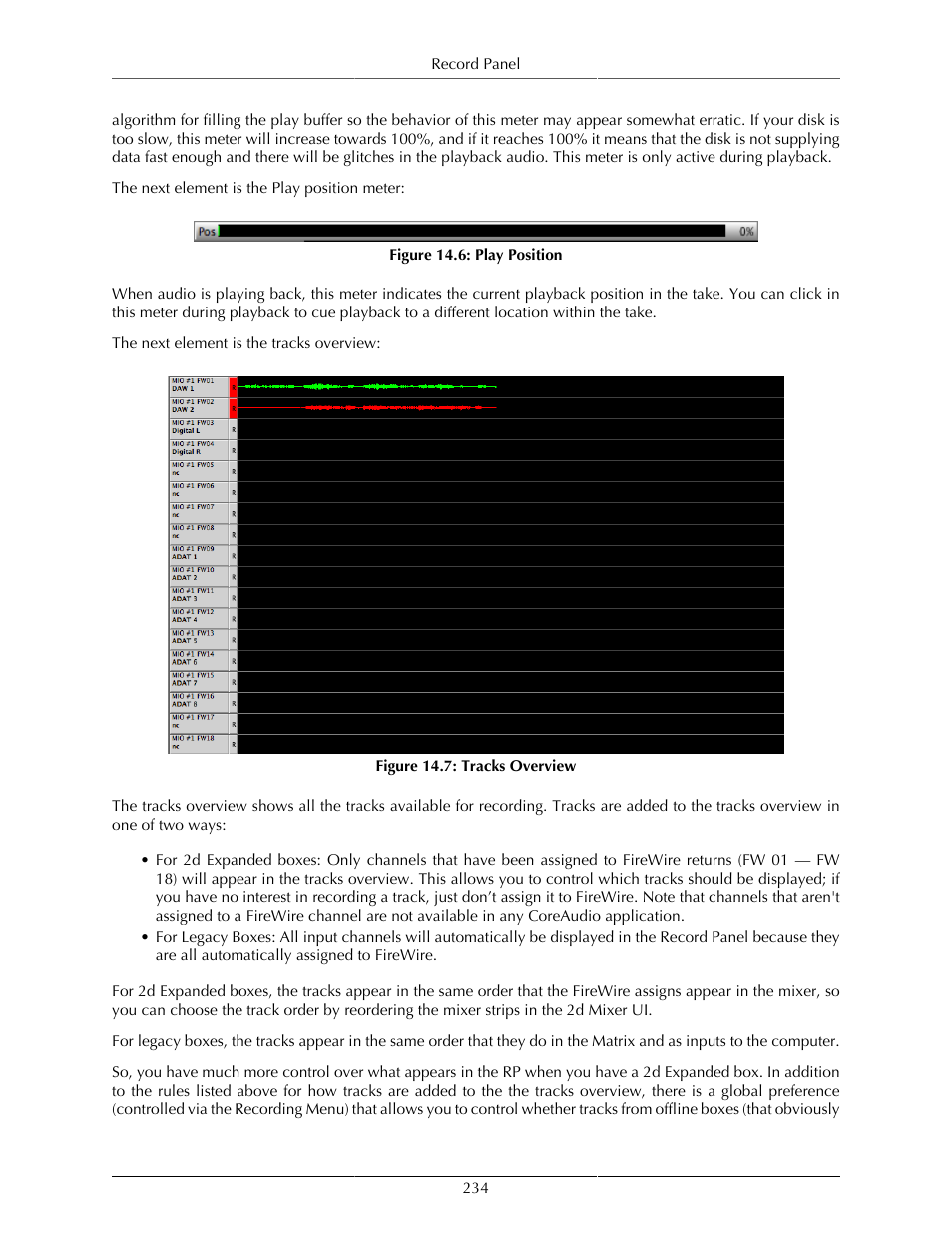 Play position, 234 14.7. tracks overview | Metric Halo Mobile I/O User Manual | Page 234 / 371
