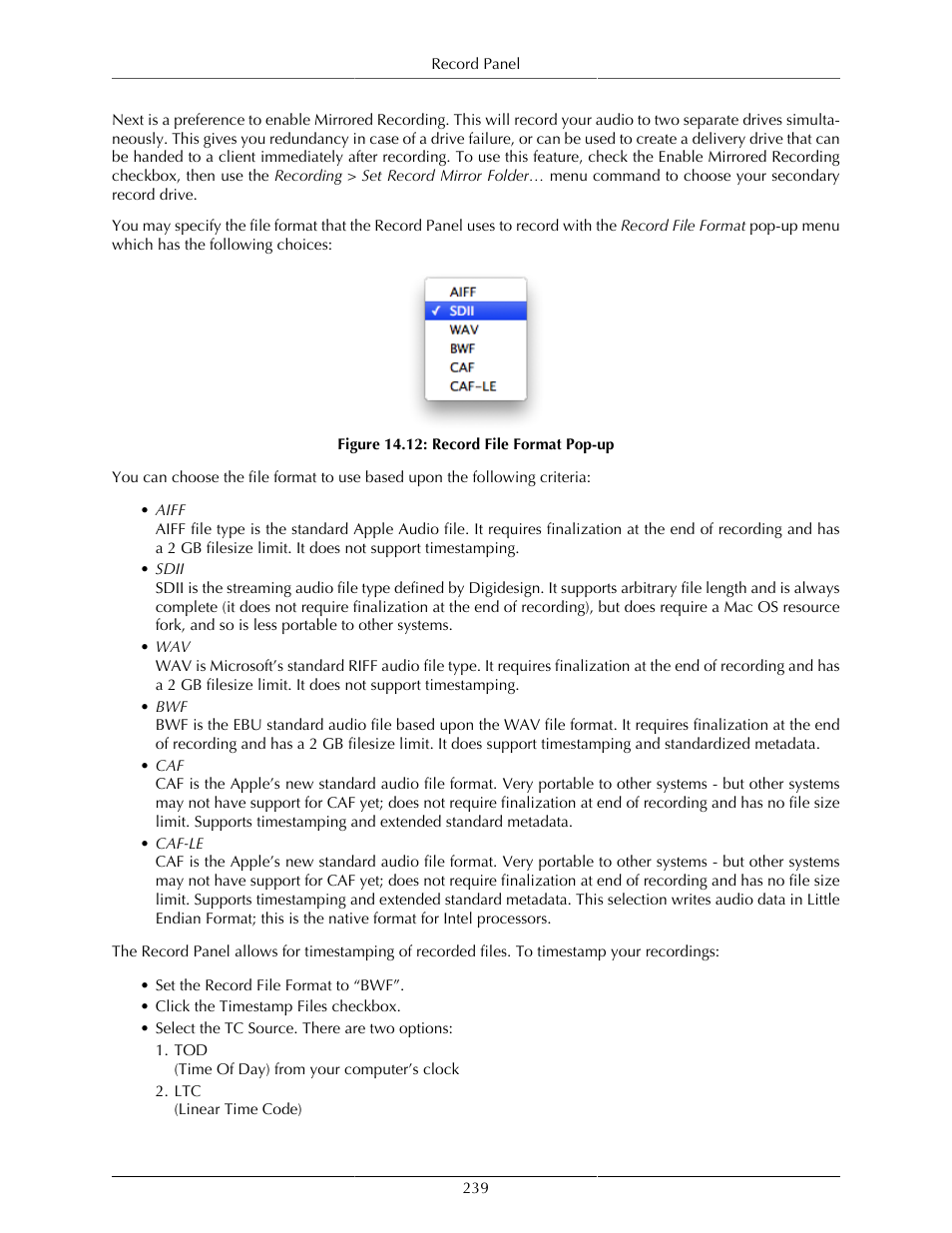 Record file format pop-up | Metric Halo Mobile I/O User Manual | Page 239 / 371