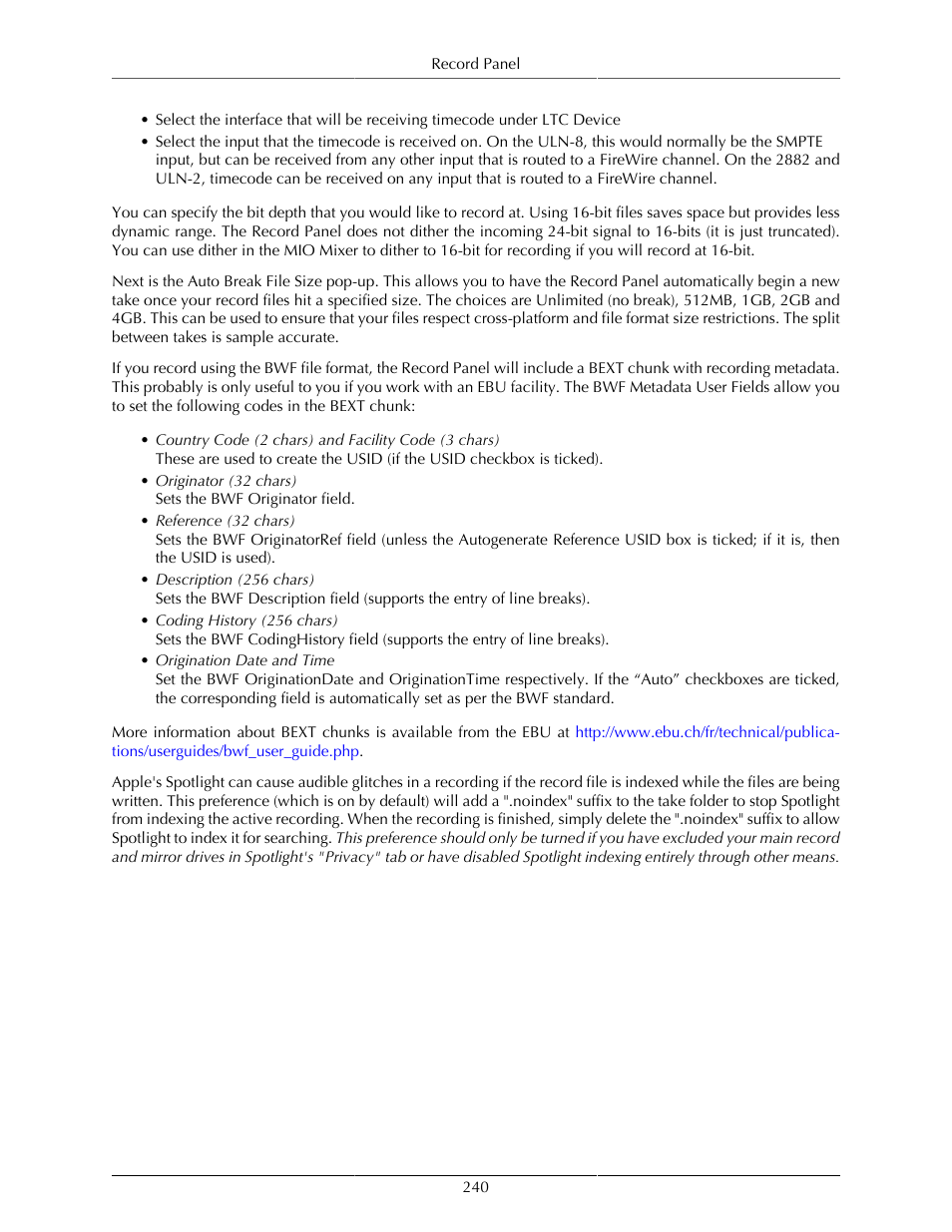 Metric Halo Mobile I/O User Manual | Page 240 / 371