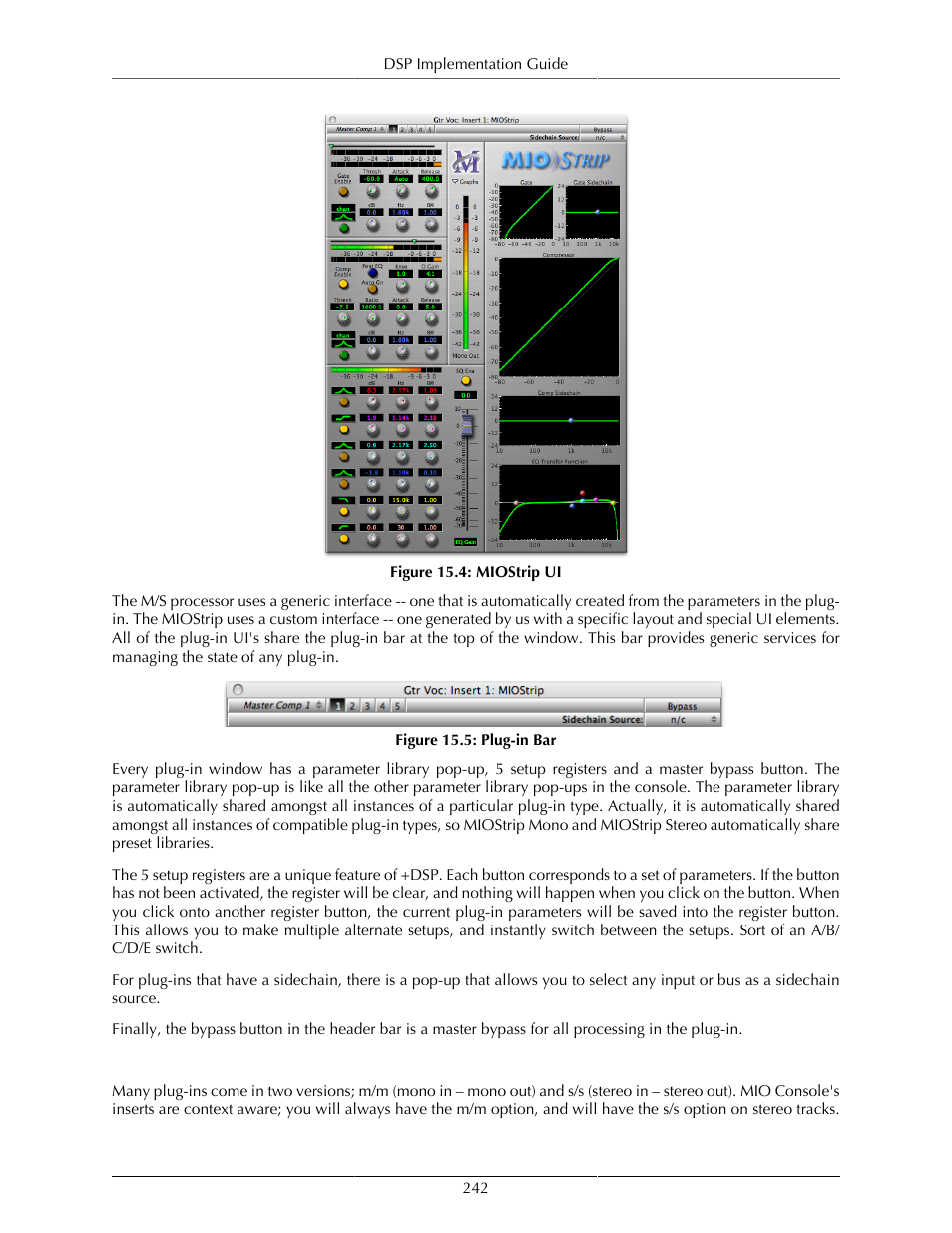 Multichannel plug-ins, Miostrip ui, 242 15.5. plug-in bar | Metric Halo Mobile I/O User Manual | Page 242 / 371