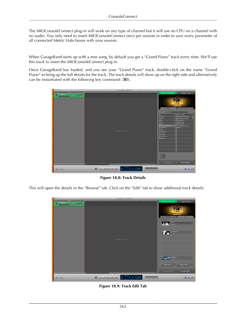 Garageband, Track details, 263 18.9. track edit tab | Metric Halo Mobile I/O User Manual | Page 263 / 371