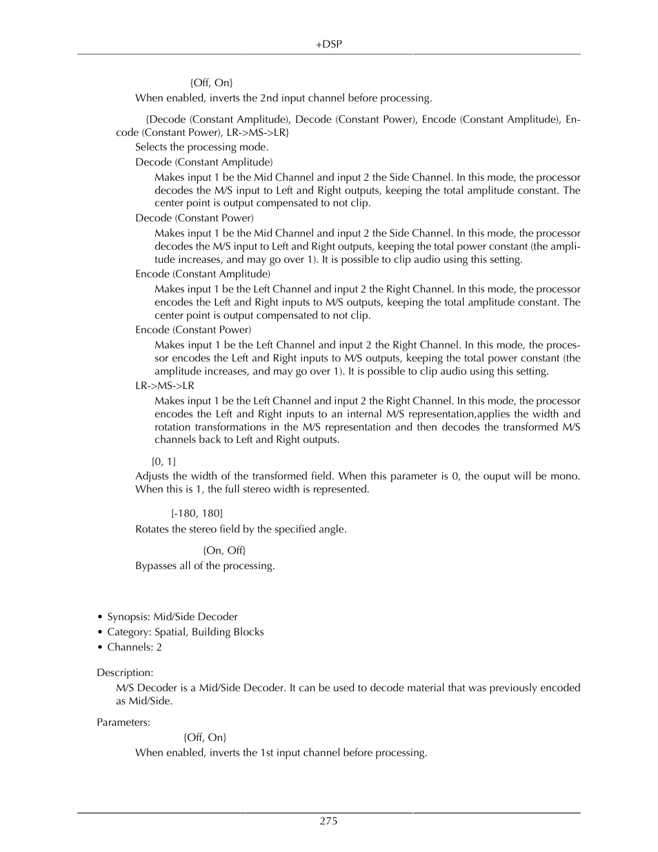 Mio m/s decoder | Metric Halo Mobile I/O User Manual | Page 275 / 371