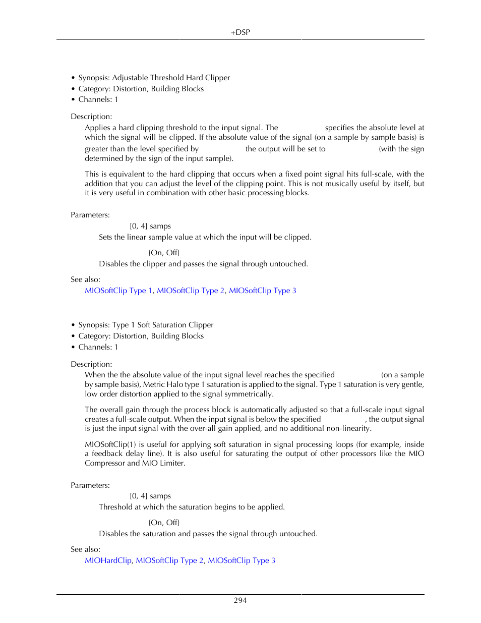 Miohardclip, Miosoftclip type 1, 294 miosoftclip type 1 | Metric Halo Mobile I/O User Manual | Page 294 / 371