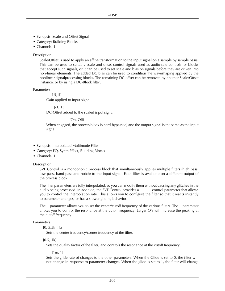 Scale/offset, Svf control, 305 svf control | Metric Halo Mobile I/O User Manual | Page 305 / 371