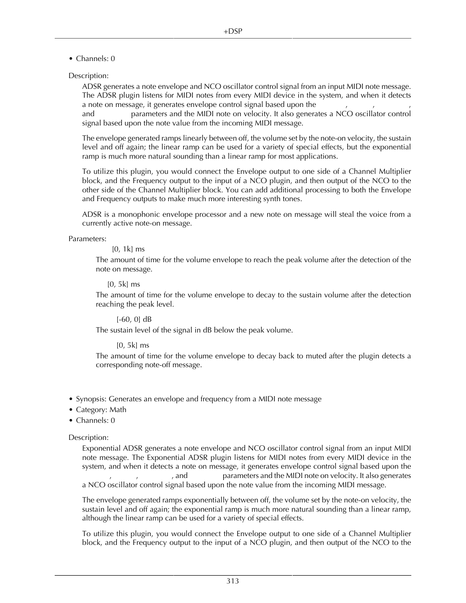 Exponential adsr | Metric Halo Mobile I/O User Manual | Page 313 / 371