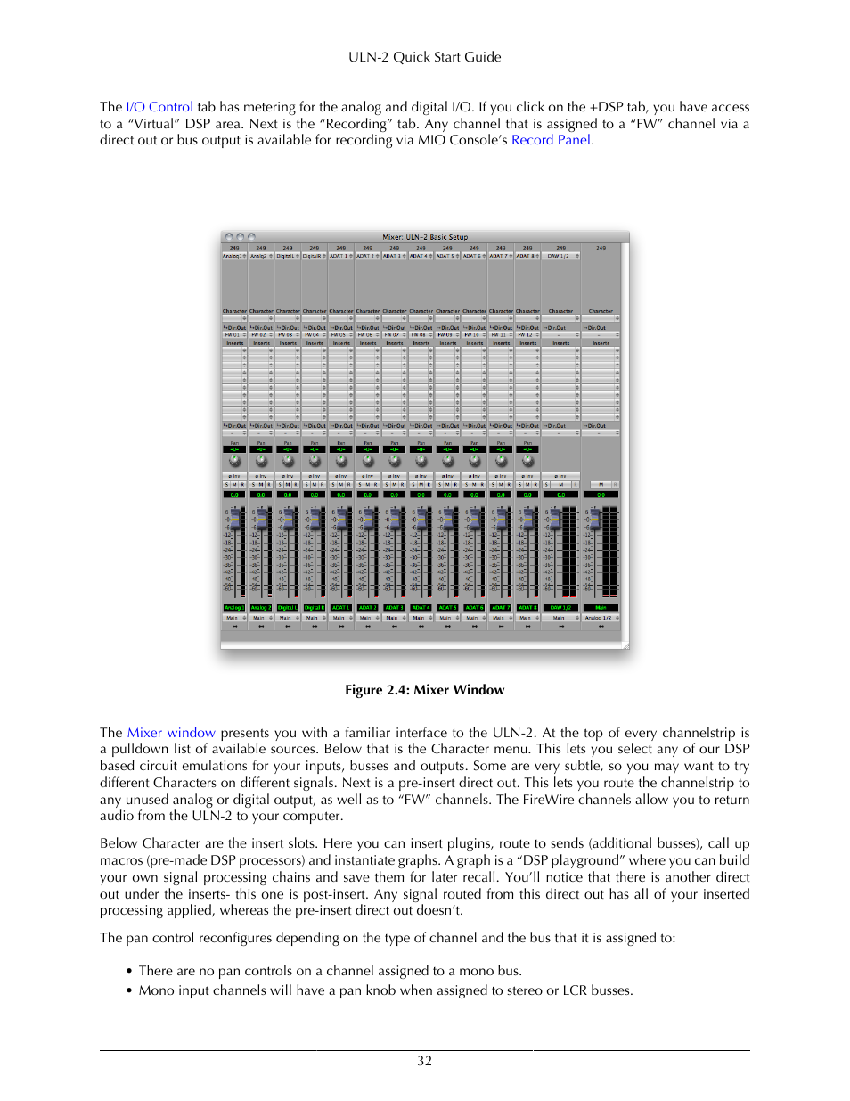 The mixer window, Mixer window | Metric Halo Mobile I/O User Manual | Page 32 / 371