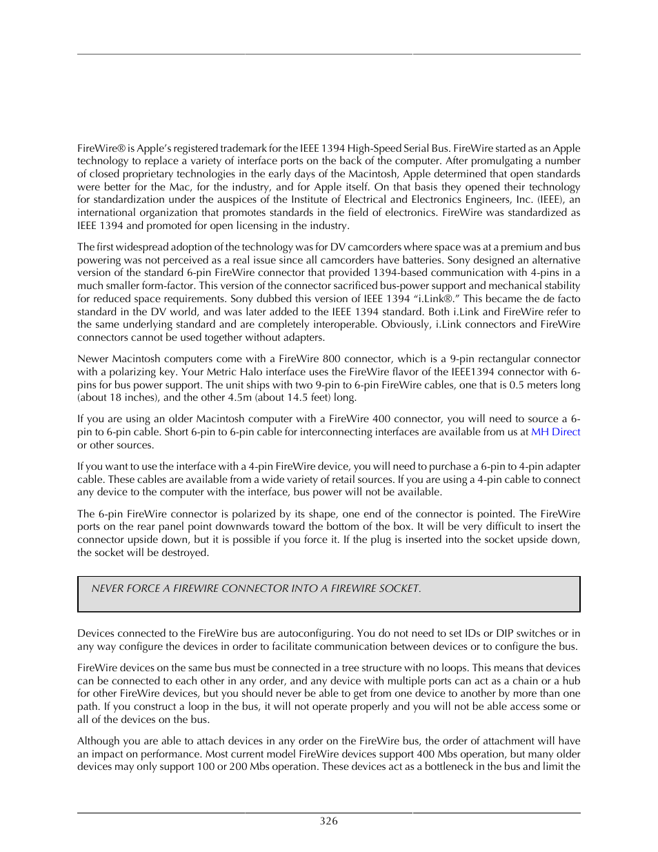 D. firewire, Overview, Firewire | Metric Halo Mobile I/O User Manual | Page 326 / 371