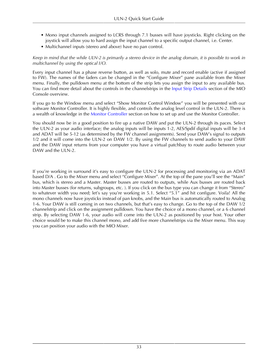 The uln-2 and surround | Metric Halo Mobile I/O User Manual | Page 33 / 371