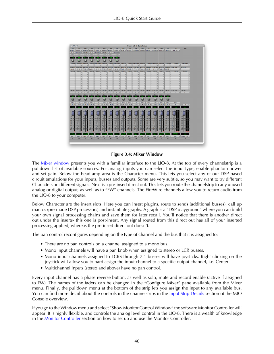 The mixer window, Mixer window | Metric Halo Mobile I/O User Manual | Page 40 / 371