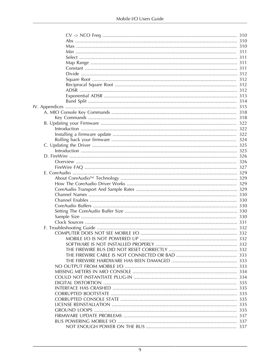 Metric Halo Mobile I/O User Manual | Page 9 / 371