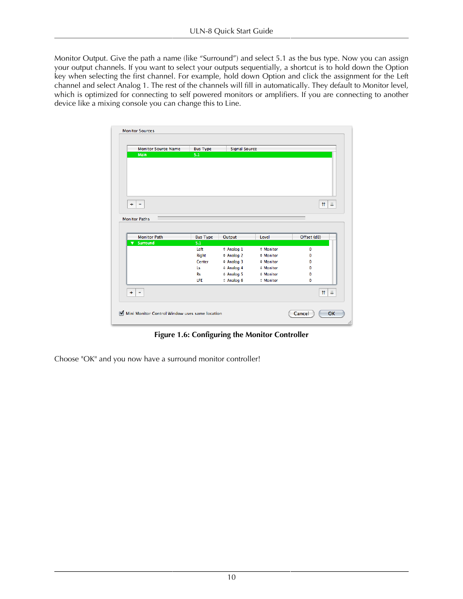 Configuring the monitor controller | Metric Halo ULN-8 User Manual | Page 10 / 12