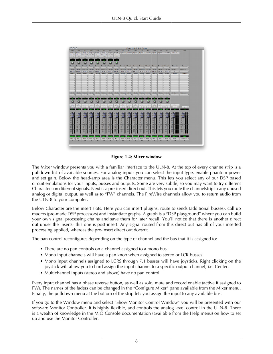 The mixer window, Mixer window | Metric Halo ULN-8 User Manual | Page 8 / 12