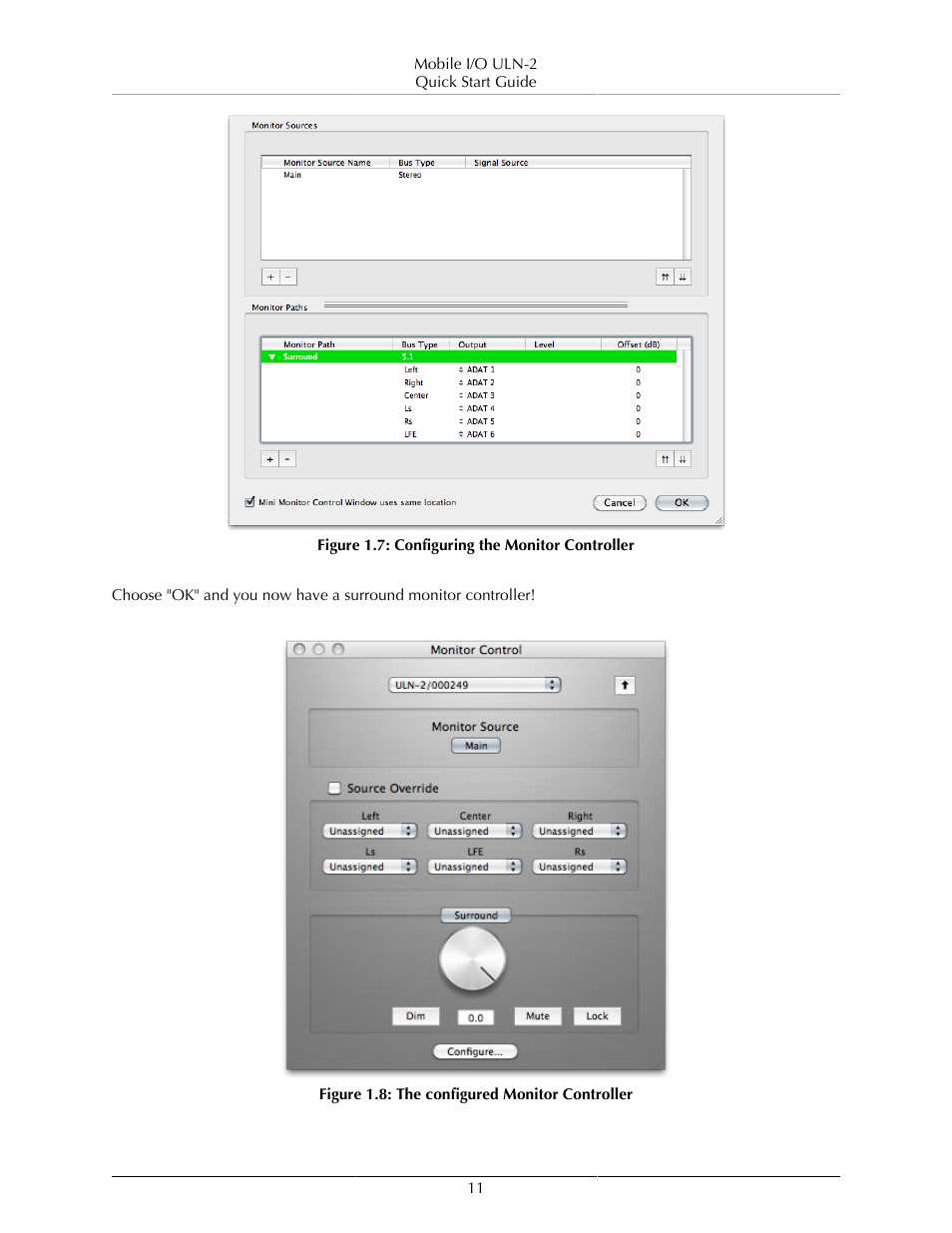 Configuring the monitor controller, 11 1.8. the configured monitor controller | Metric Halo ULN-2 QuickStartGuide User Manual | Page 11 / 12