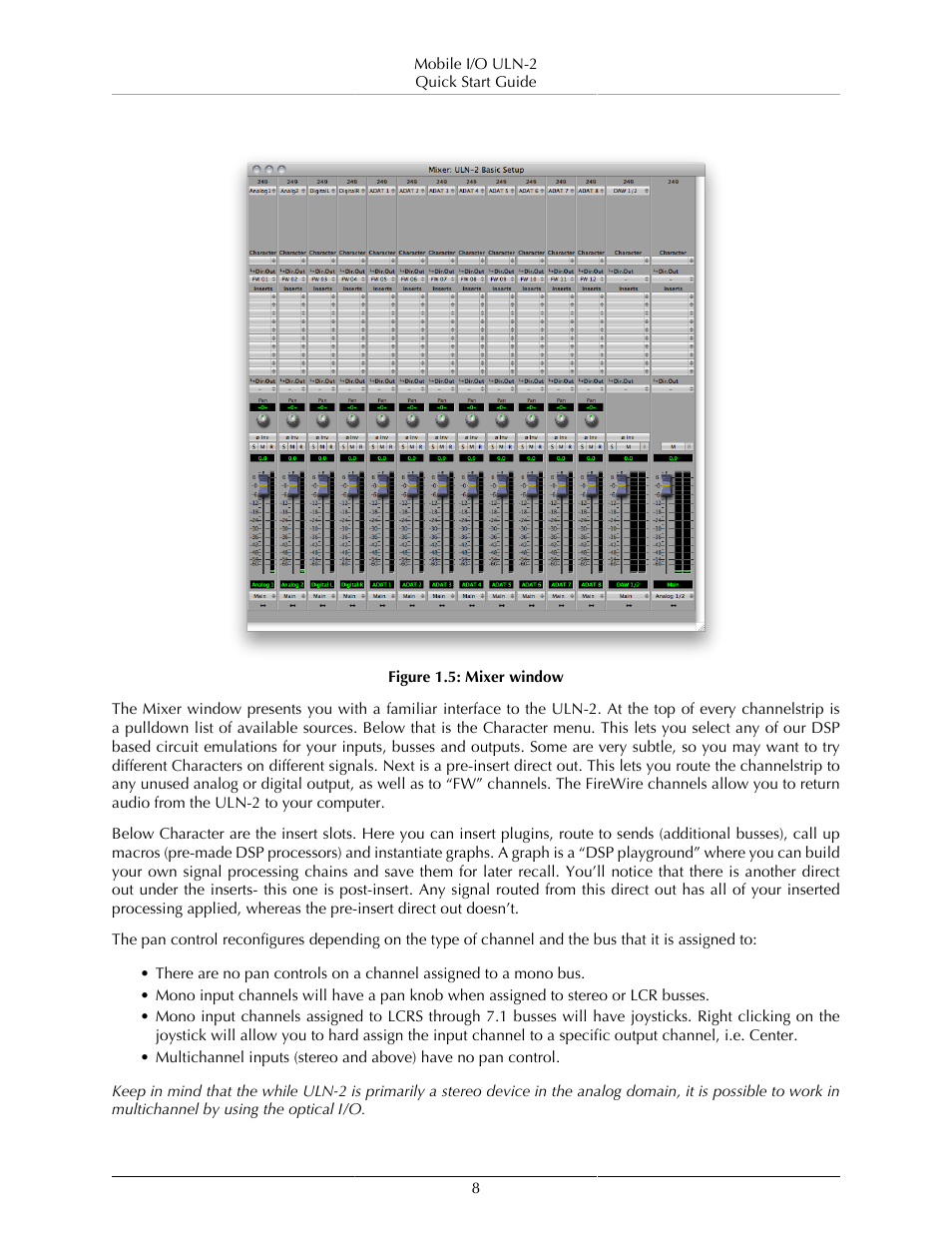 The mixer window, Mixer window | Metric Halo ULN-2 QuickStartGuide User Manual | Page 8 / 12
