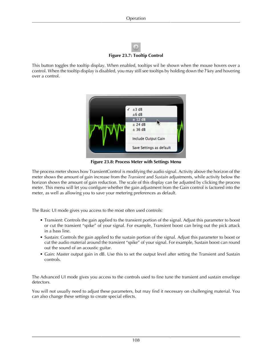Tooltip control, Process meter, Basic controls | Advanced controls, 108 process meter, 108 basic controls, 108 advanced controls, 108 23.8. process meter with settings menu | Metric Halo Production Bundle User Manual | Page 108 / 122