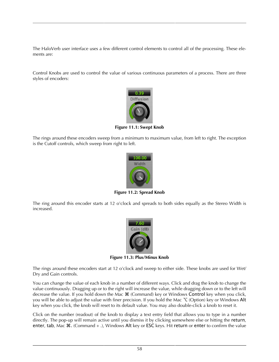 Operation, Control knob, Swept knob | 58 11.2. spread knob, 58 11.3. plus/minus knob | Metric Halo Production Bundle User Manual | Page 58 / 122