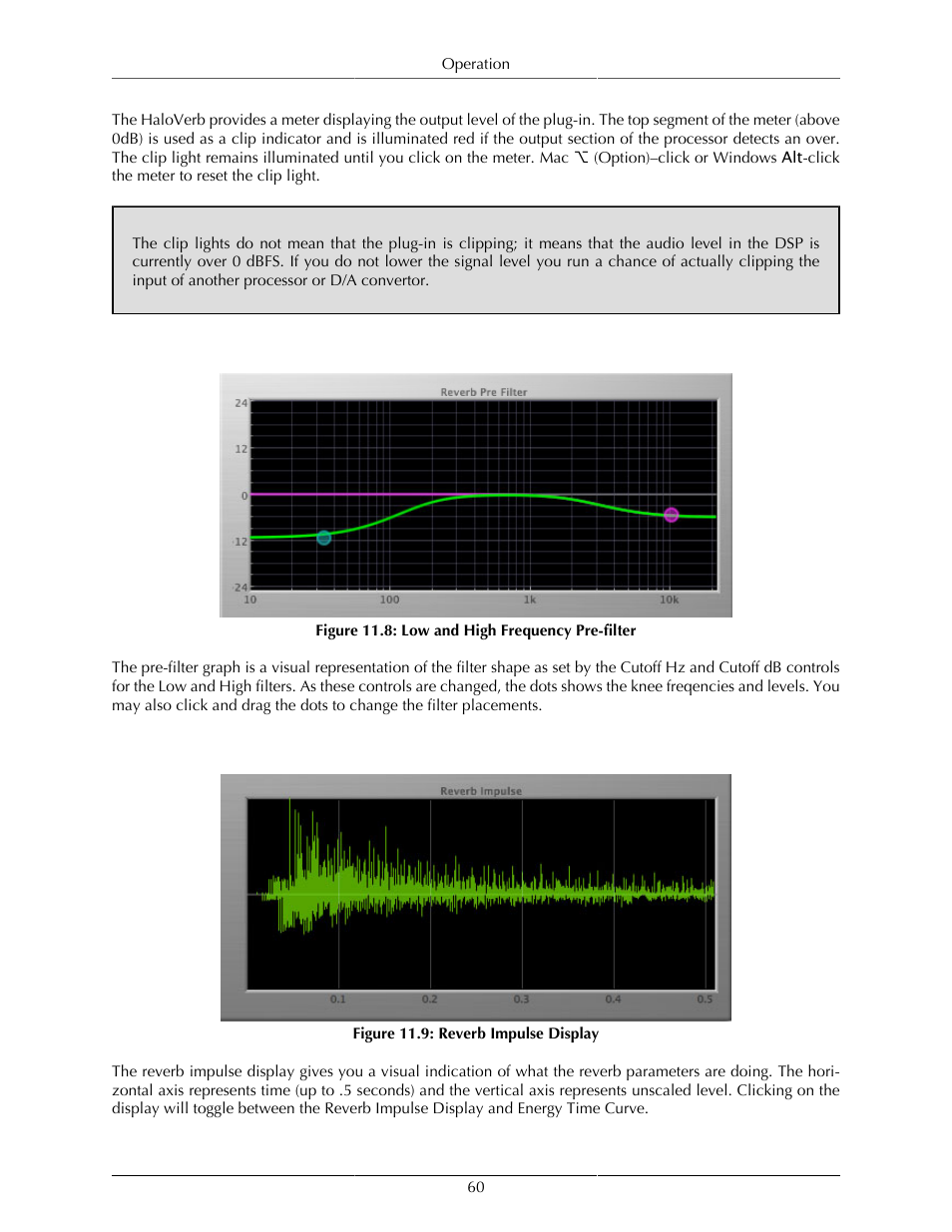 Low and high frequency pre-filter, Reverb impulse display, 60 reverb impulse display | 60 11.9. reverb impulse display | Metric Halo Production Bundle User Manual | Page 60 / 122