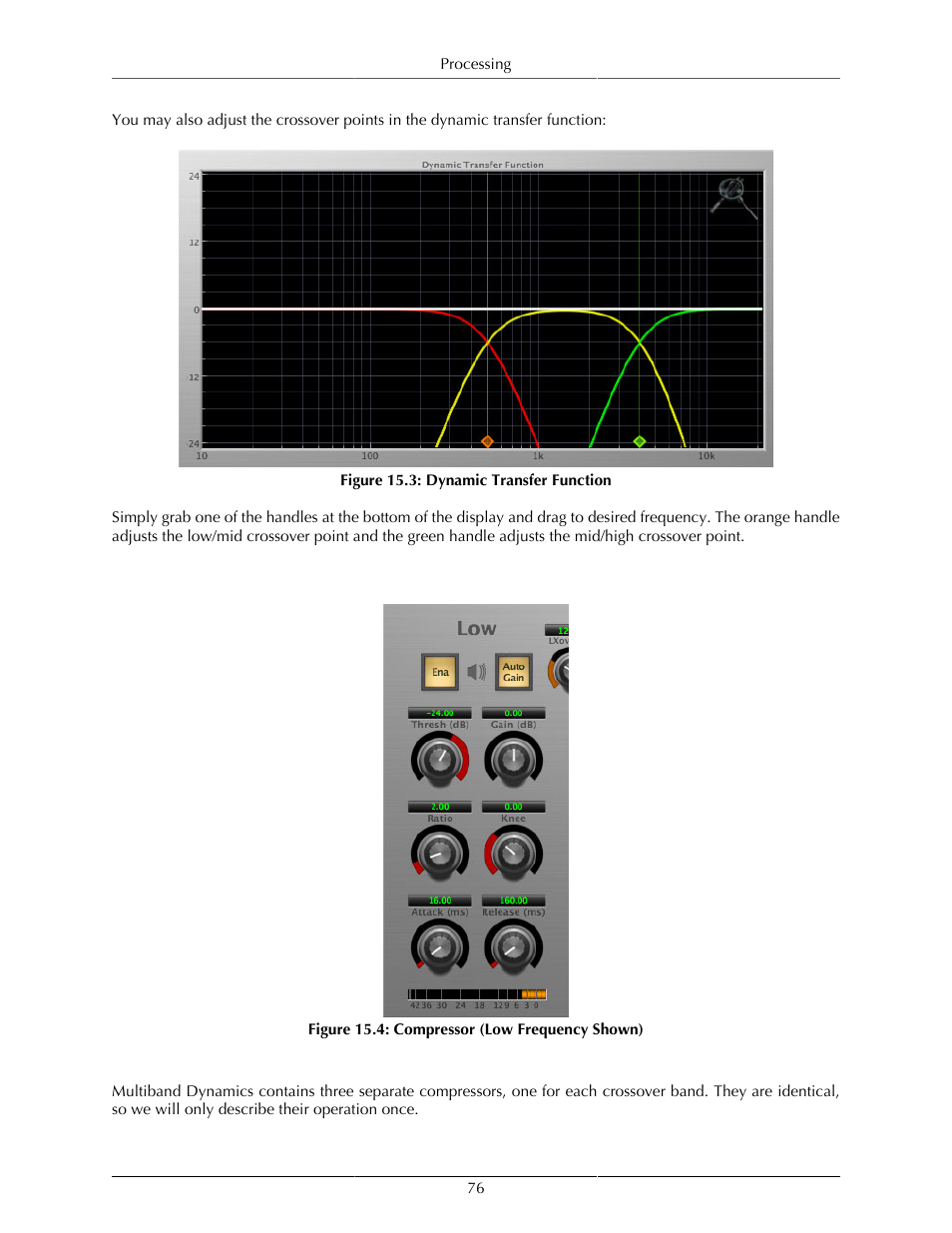 Compressor, Introduction, Dynamic transfer function | 76 15.4. compressor (low frequency shown), Three independent channels of compression | Metric Halo Production Bundle User Manual | Page 76 / 122