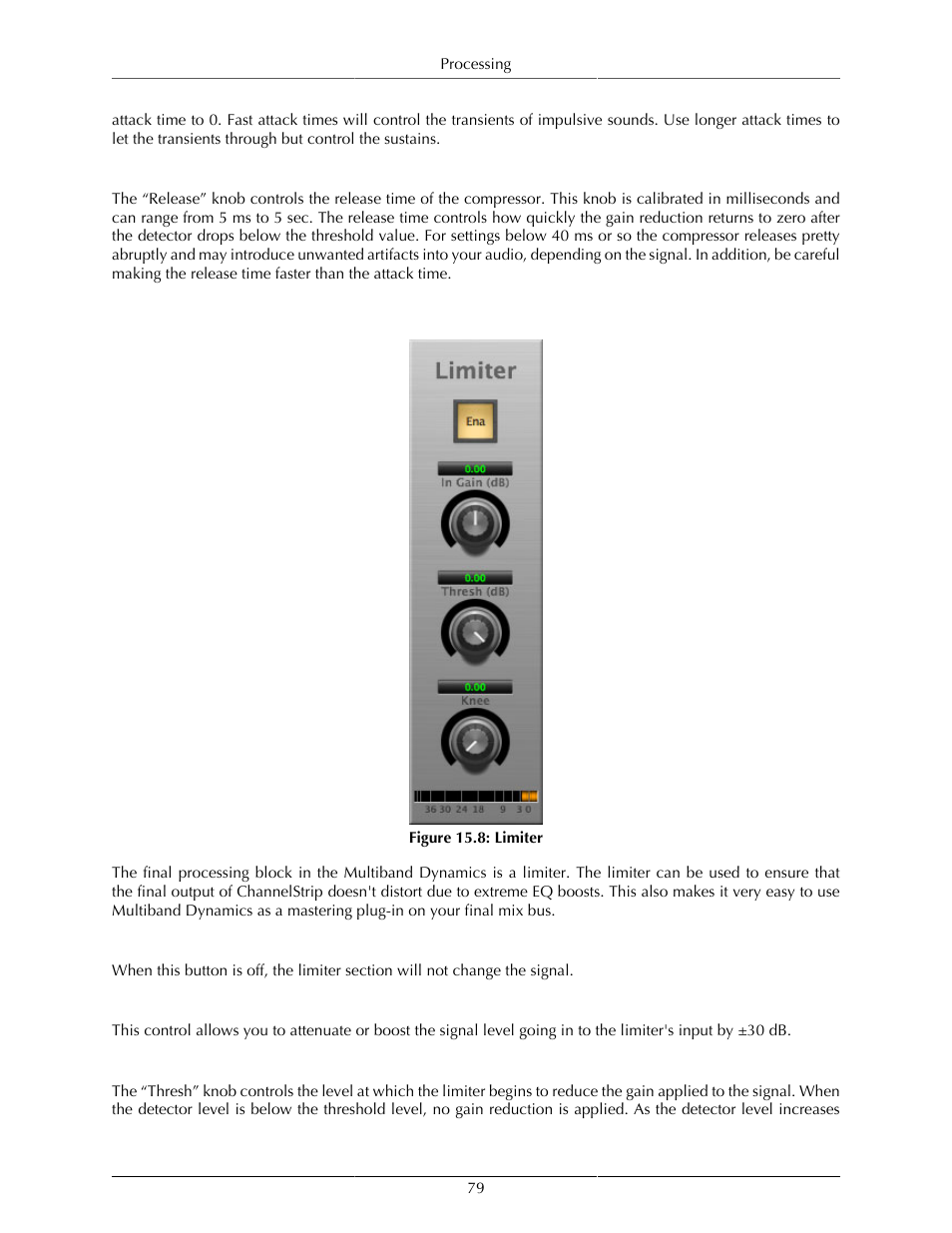 Release control, Limiter, Limiter enable | Input gain, Threshold, 79 input gain, 79 threshold | Metric Halo Production Bundle User Manual | Page 79 / 122