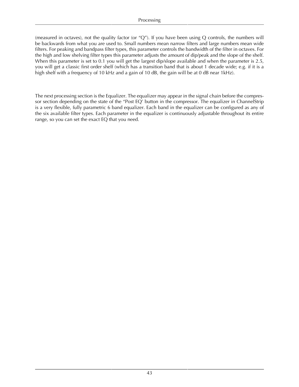 Equalizer, 6 band parametric eq, Fully interpolated eq section | Metric Halo ChannelStrip 3 User Manual | Page 43 / 61