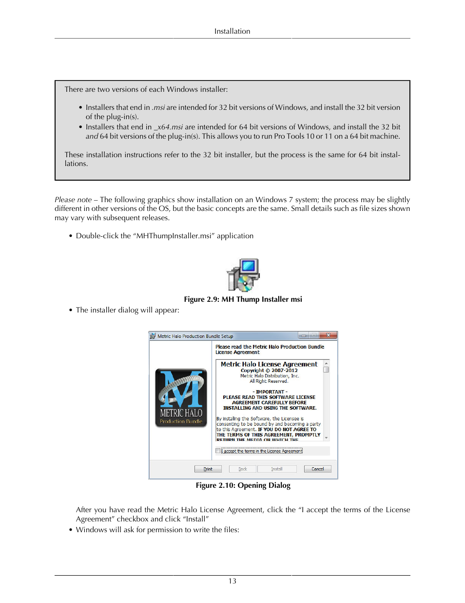 Windows, Mh thump installer msi, 13 2.10. opening dialog | Metric Halo Thump User Manual | Page 13 / 33
