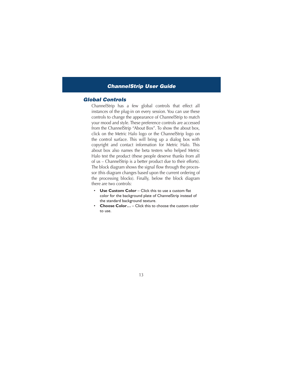 Global controls | Metric Halo ChannelStrip 2 User Manual | Page 17 / 43