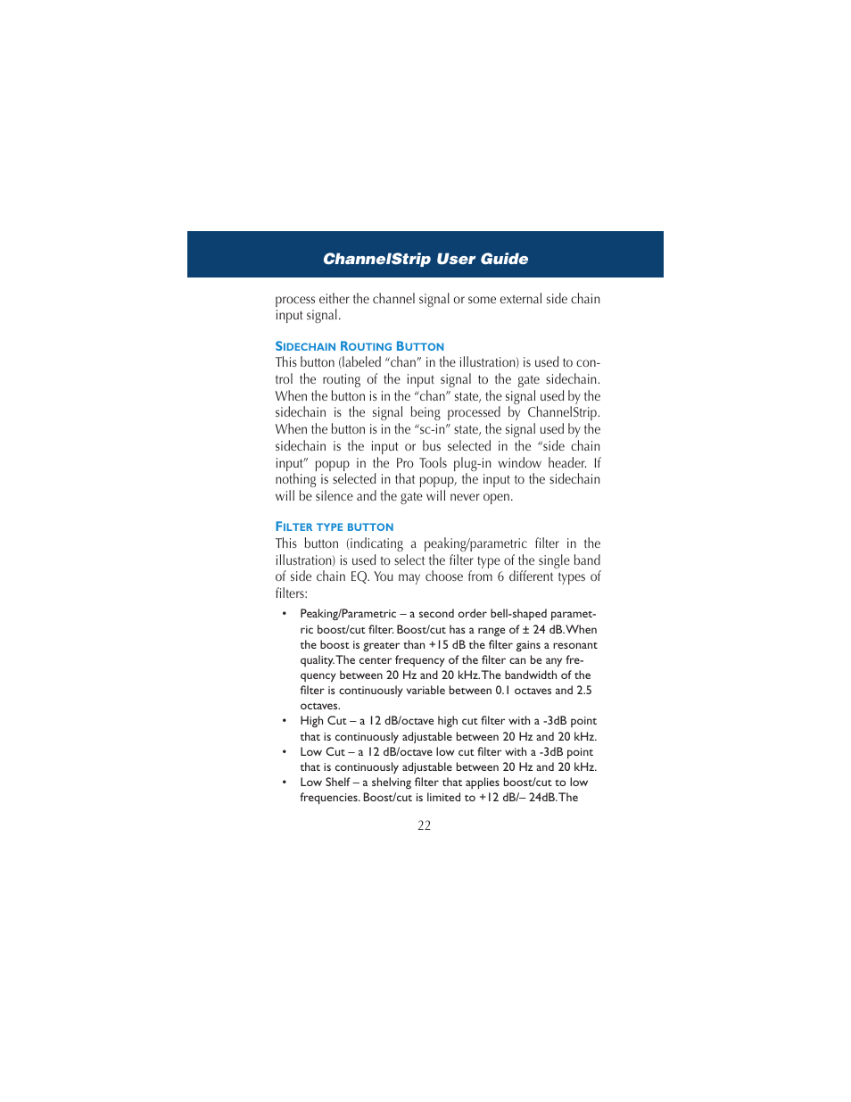 Sidechain routing button, Filter type button, Sidechain routing button filter type button | Metric Halo ChannelStrip 2 User Manual | Page 26 / 43