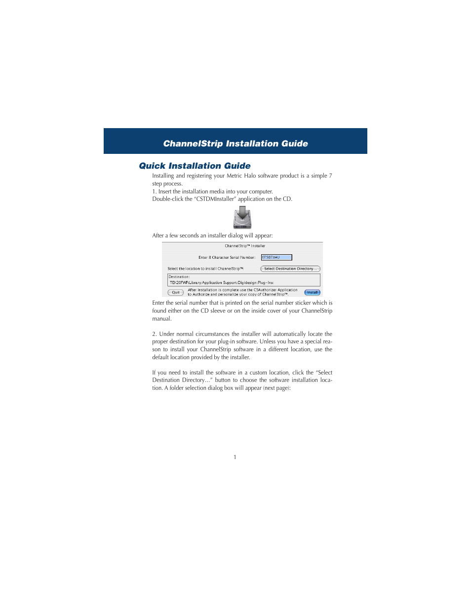 Quick installation guide, Channelstrip installation guide | Metric Halo ChannelStrip 2 User Manual | Page 5 / 43