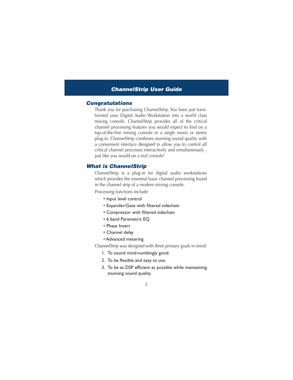 Congratulations, What is channelstrip, Congratulations what is channelstrip | Metric Halo ChannelStrip 2 User Manual | Page 9 / 43