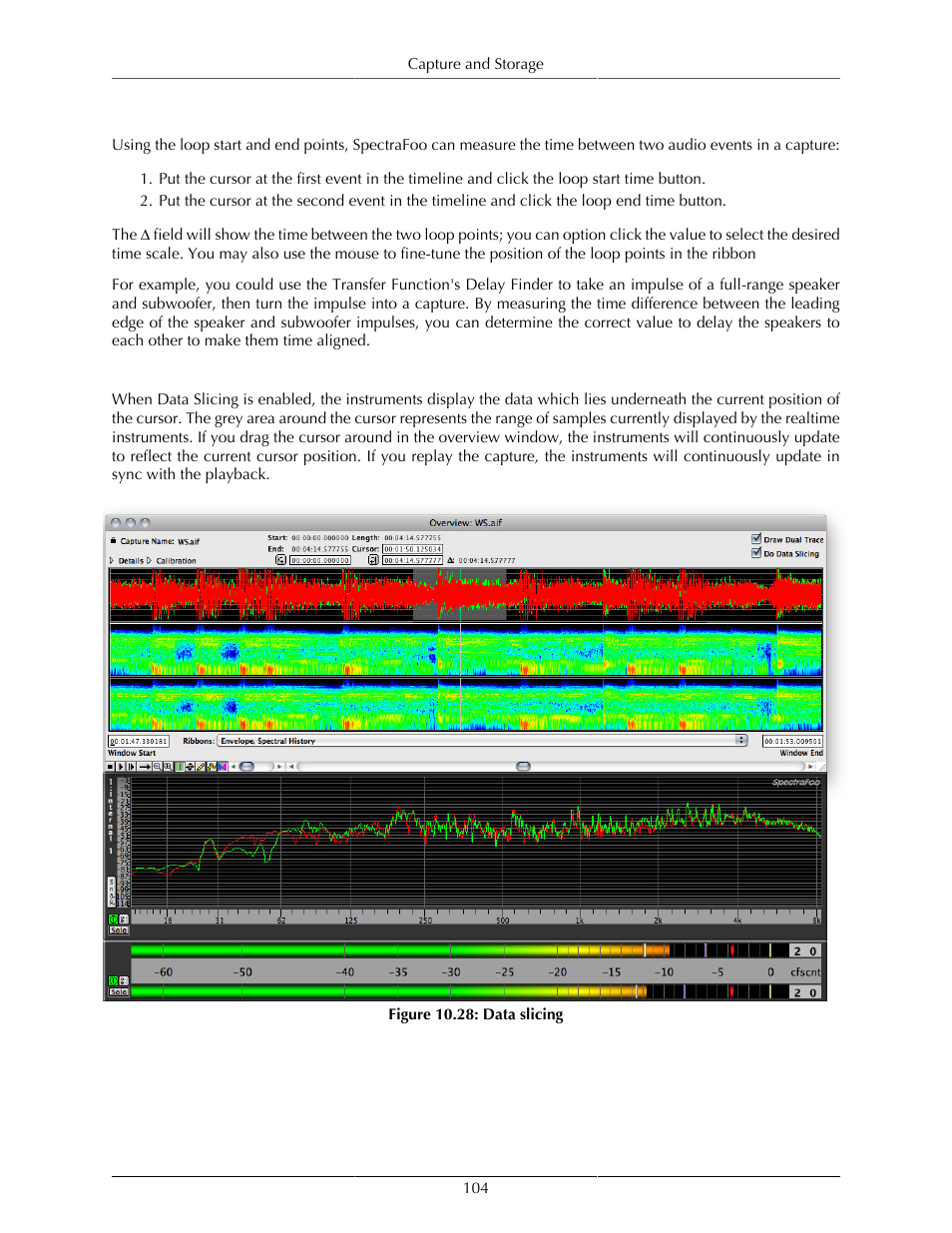 Measuring time between two events, Data slicing, 104 data slicing | Metric Halo SpectraFoo User Manual | Page 104 / 123