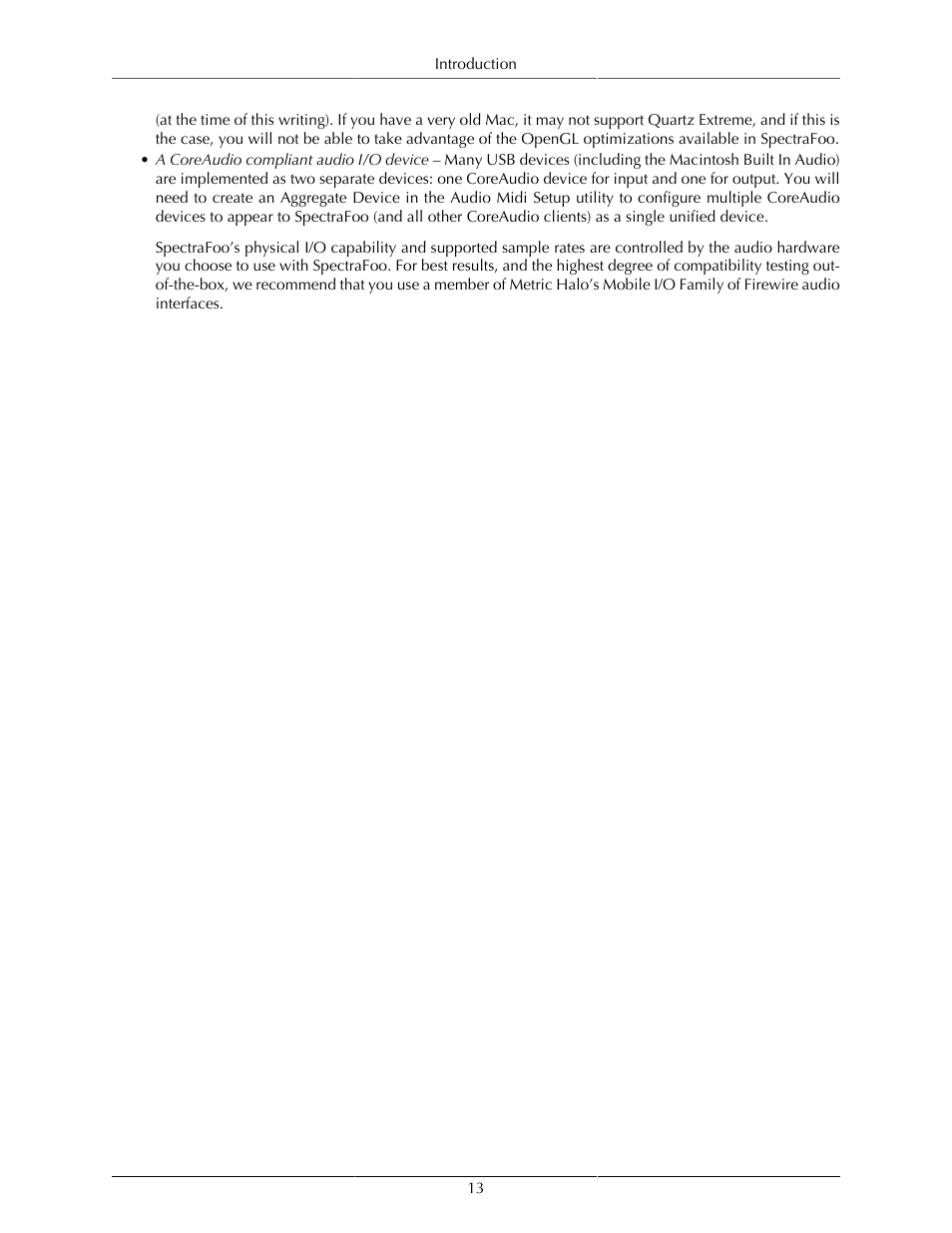 Metric Halo SpectraFoo User Manual | Page 13 / 123