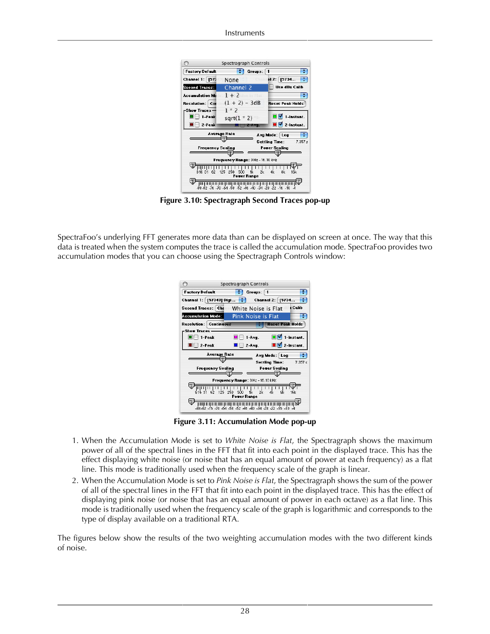 Accumulation modes, Spectragraph second traces pop-up, 28 3.11. accumulation mode pop-up | Metric Halo SpectraFoo User Manual | Page 28 / 123