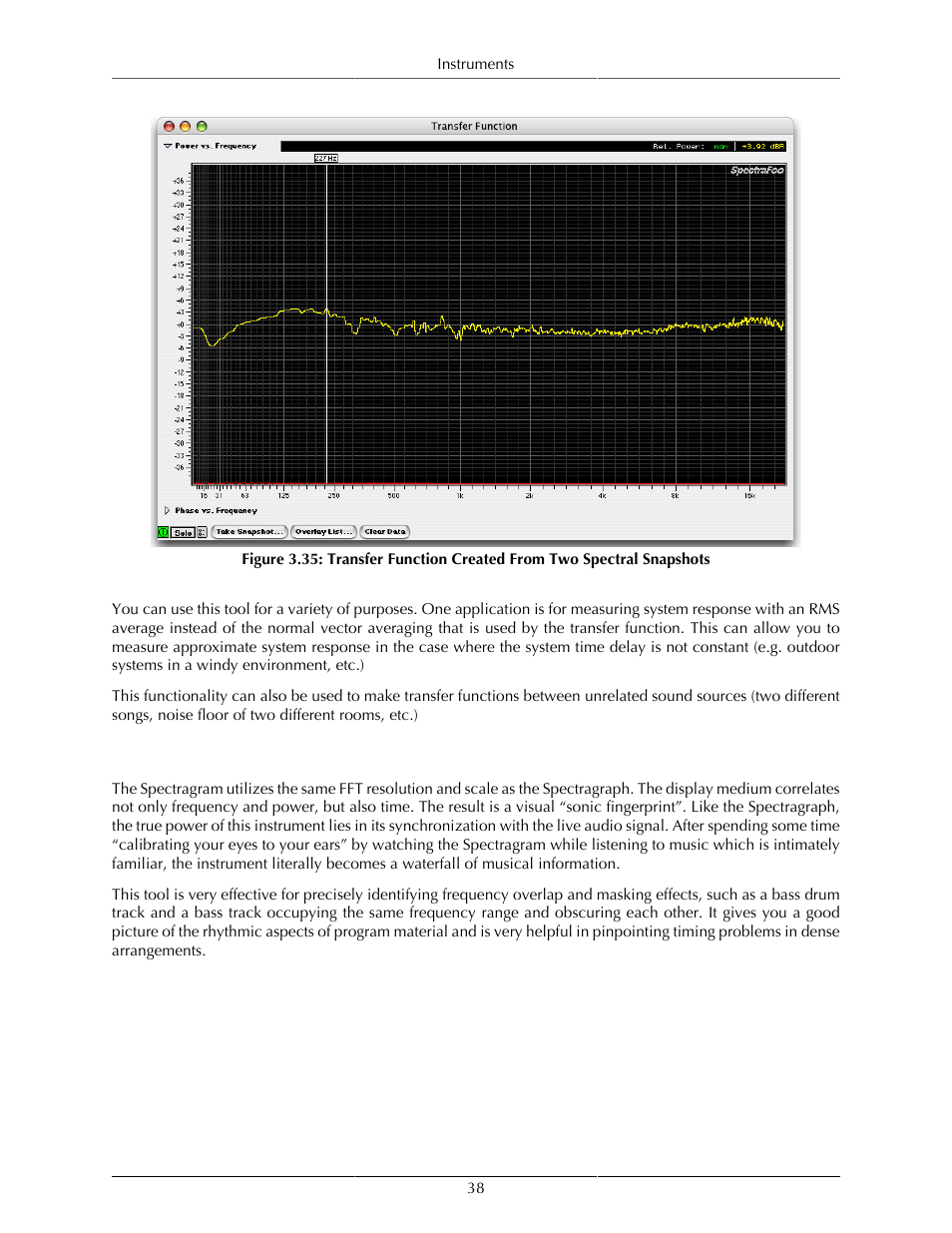 Spectragram | Metric Halo SpectraFoo User Manual | Page 38 / 123
