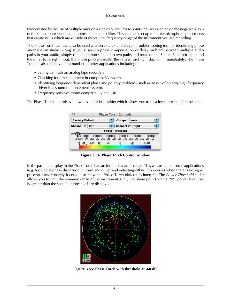 Phase torch control window, 48 3.55. phase torch with threshold at -60 db | Metric Halo SpectraFoo User Manual | Page 48 / 123