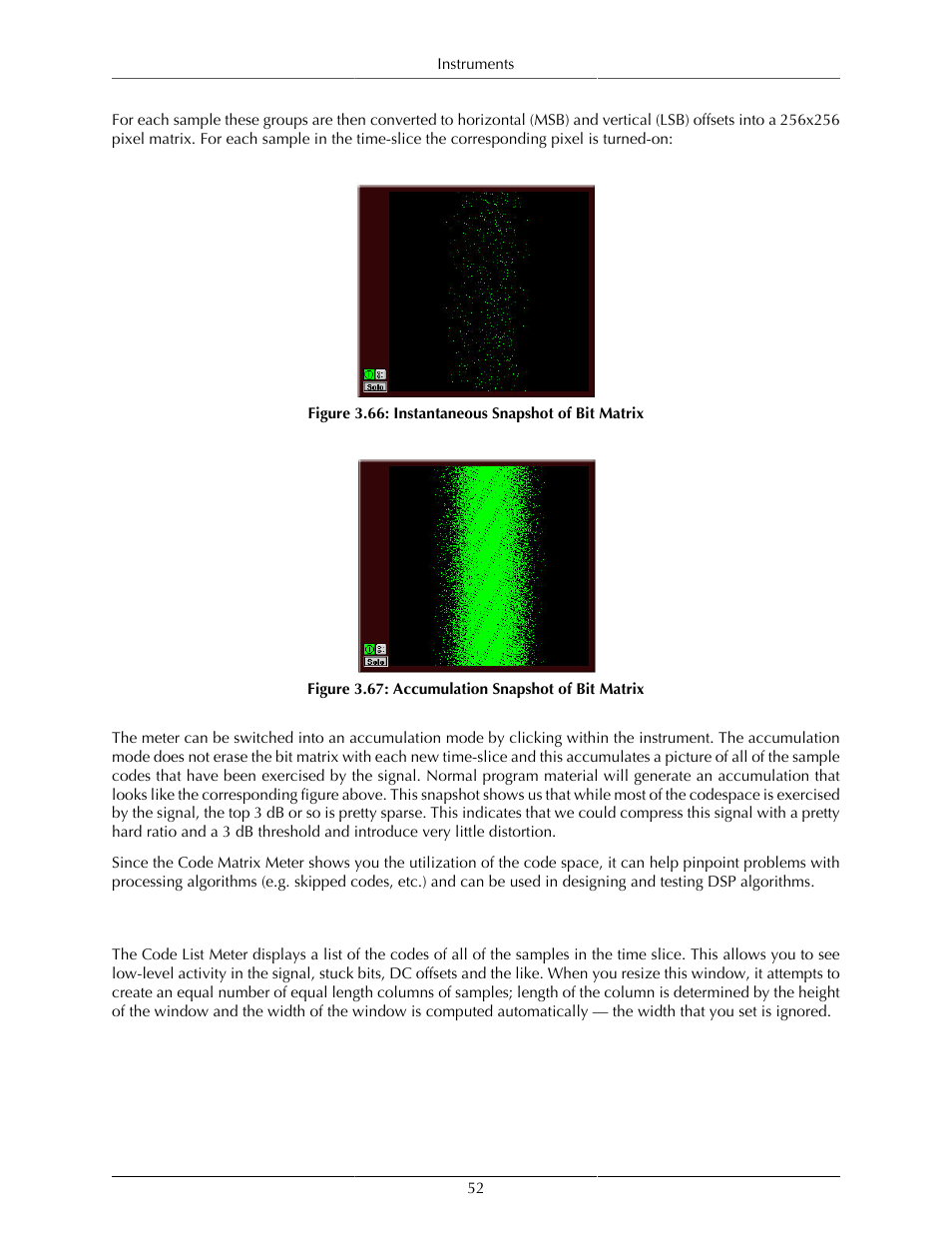 Code list meter, Instantaneous snapshot of bit matrix, 52 3.67. accumulation snapshot of bit matrix | Metric Halo SpectraFoo User Manual | Page 52 / 123