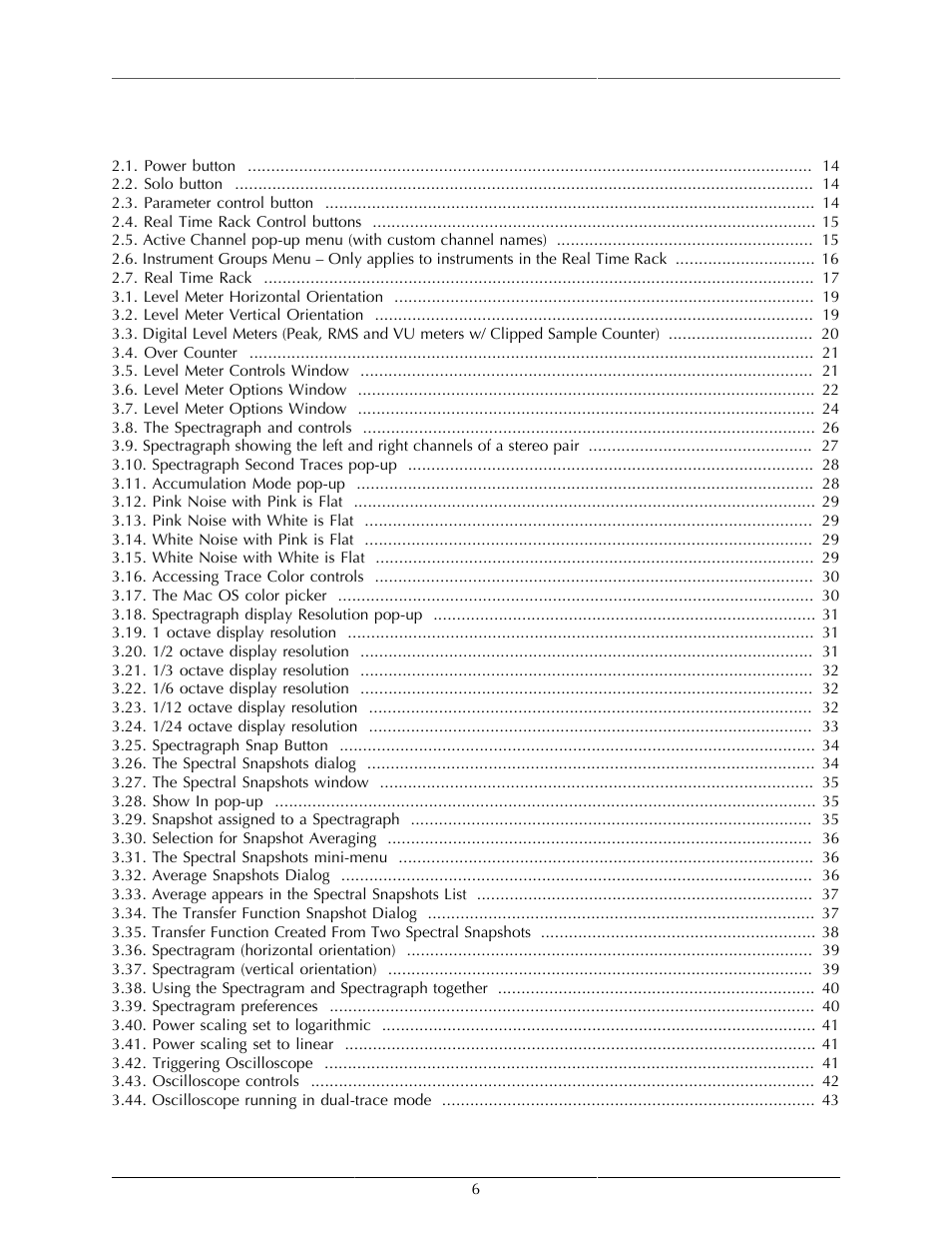 List of figures | Metric Halo SpectraFoo User Manual | Page 6 / 123