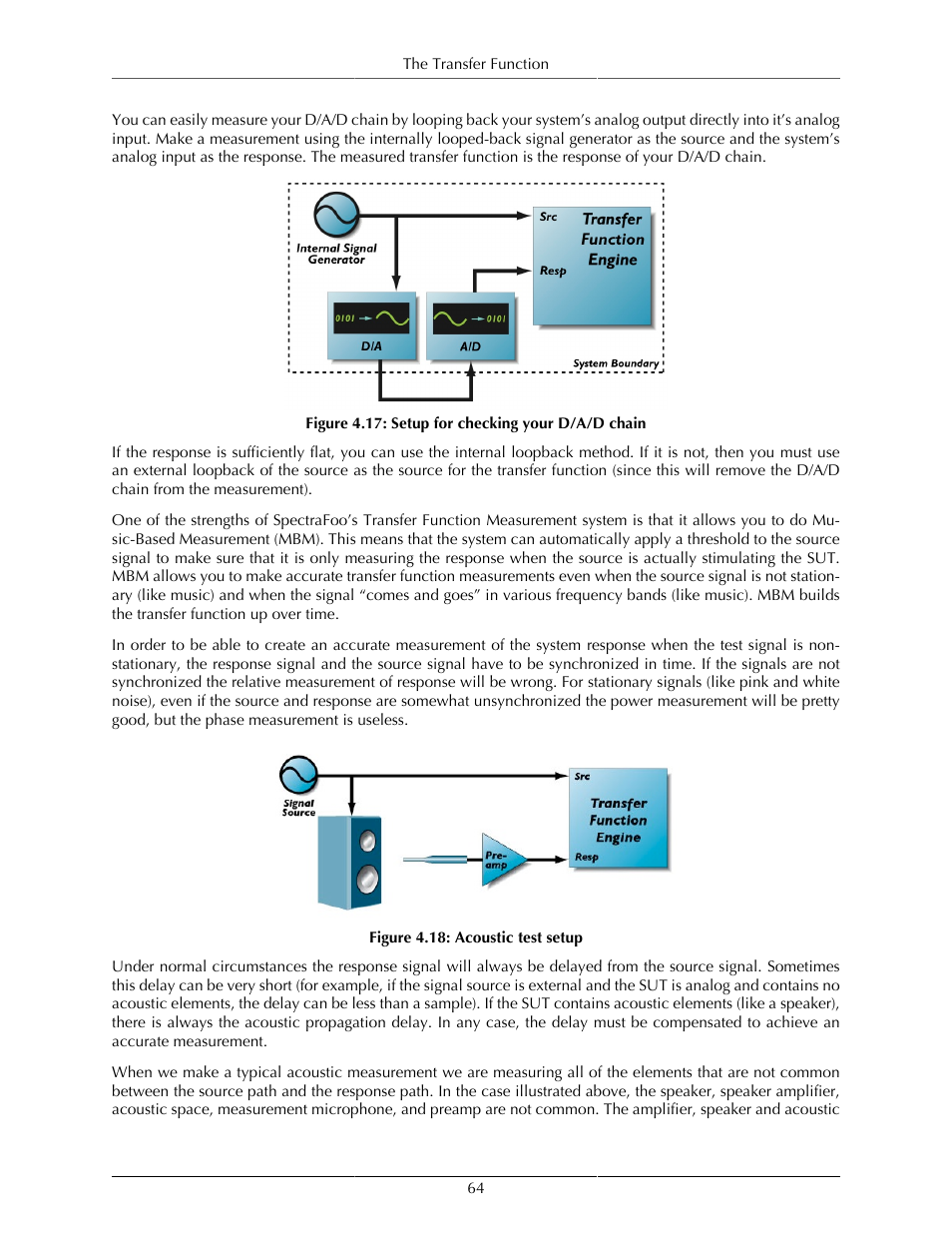 Setup for checking your d/a/d chain, 64 4.18. acoustic test setup | Metric Halo SpectraFoo User Manual | Page 64 / 123