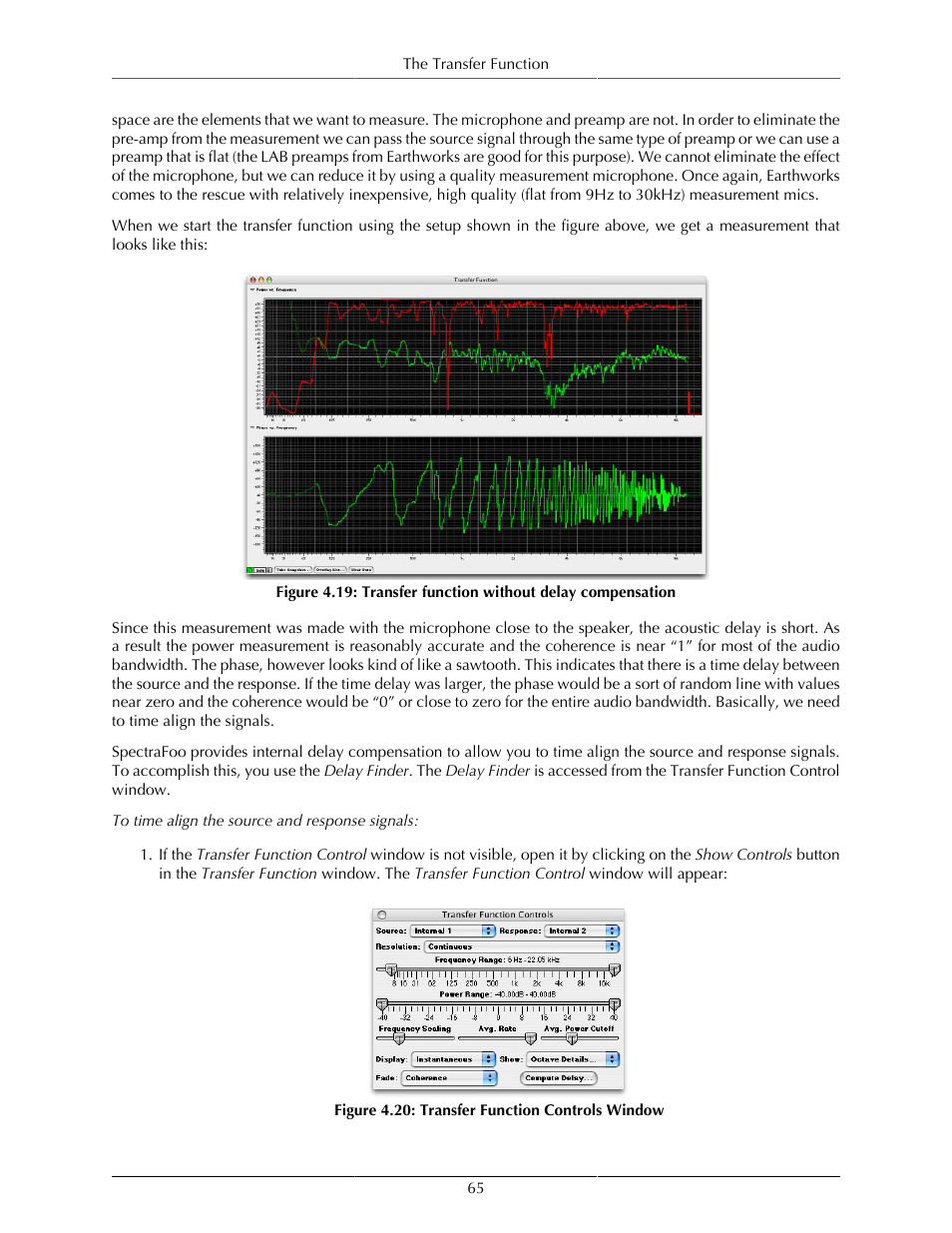 Transfer function without delay compensation, 65 4.20. transfer function controls window | Metric Halo SpectraFoo User Manual | Page 65 / 123