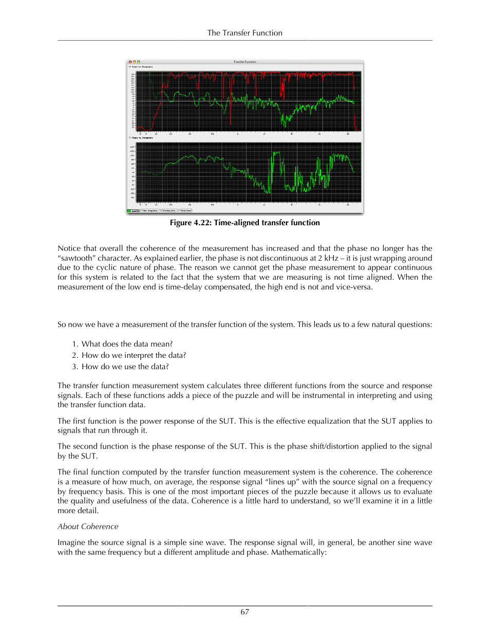 Interpreting the data, Time-aligned transfer function | Metric Halo SpectraFoo User Manual | Page 67 / 123