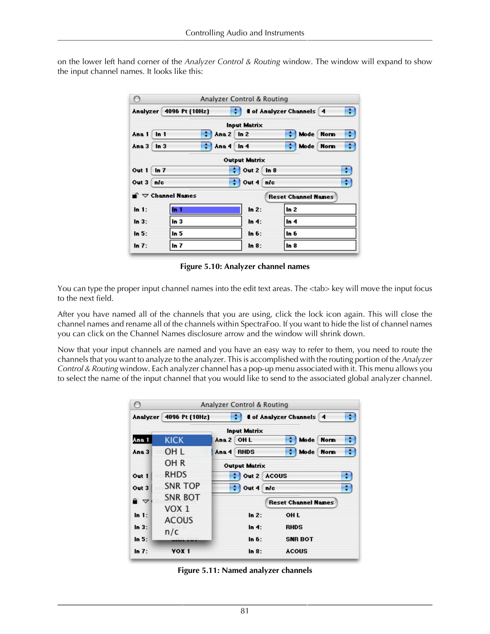 Analyzer channel names, 81 5.11. named analyzer channels | Metric Halo SpectraFoo User Manual | Page 81 / 123